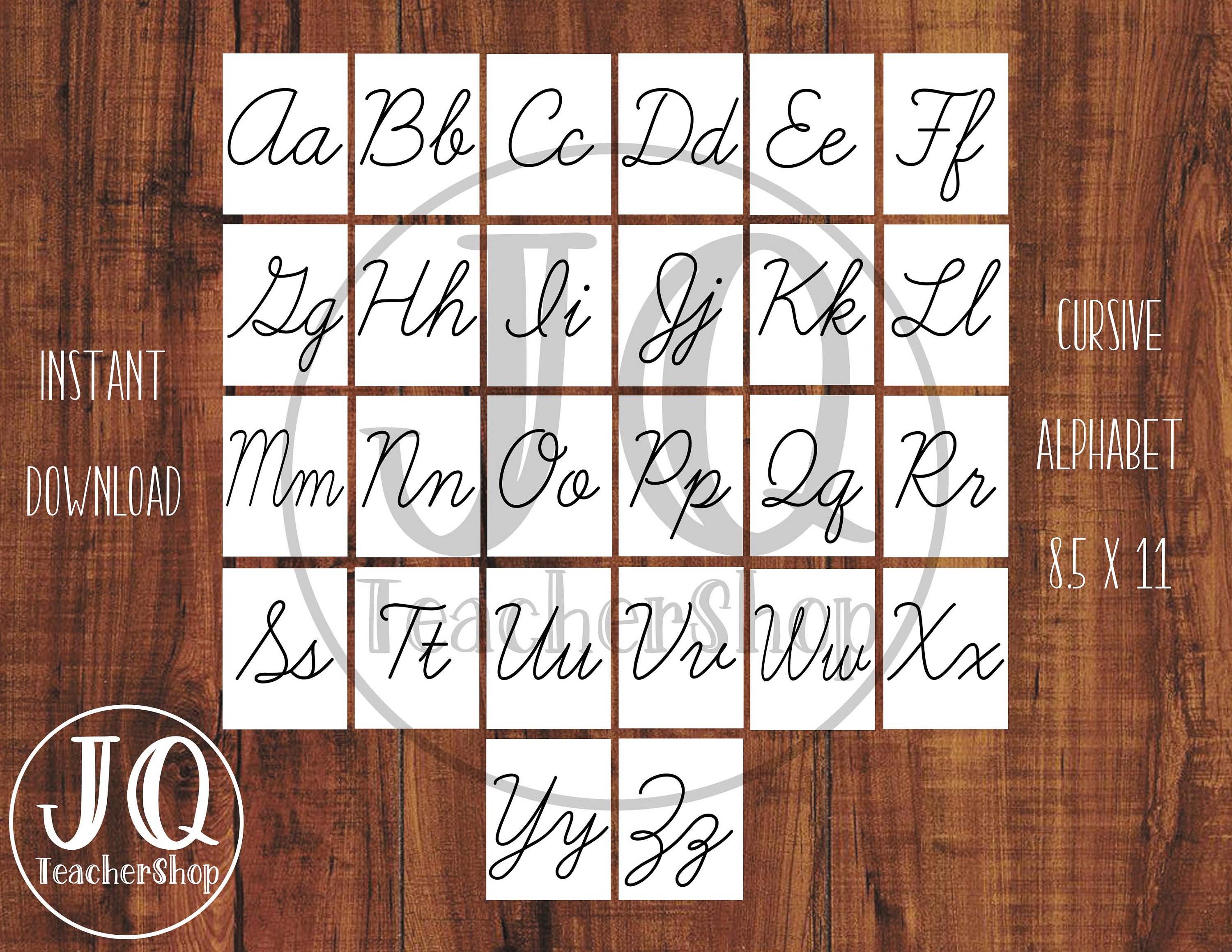 printable alphabet cursive alphabet instant download etsy