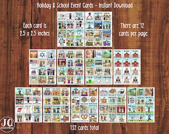 Printable, Classroom Calendar Cards Holidays and Special Events, Calendar Cards for School Events, Instant Download