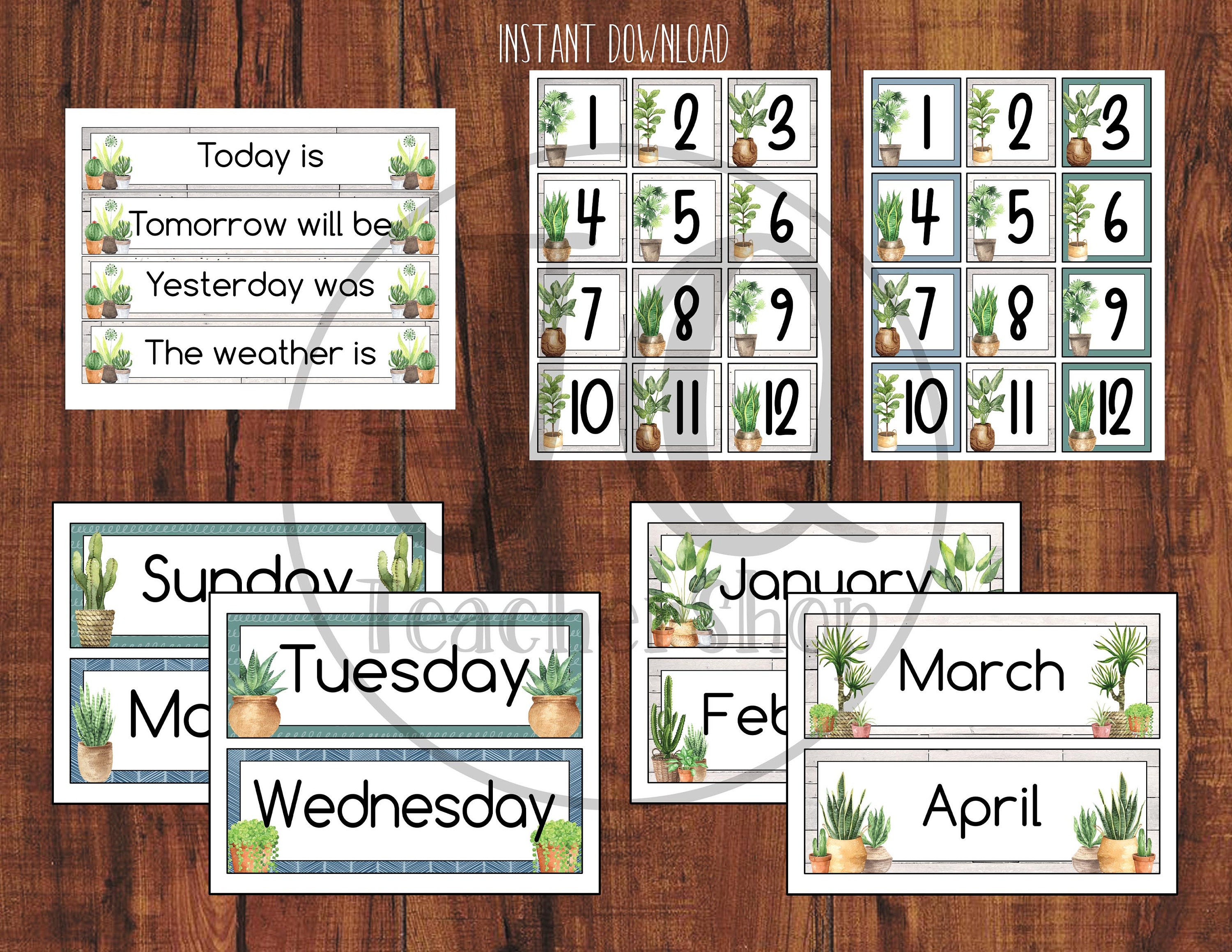 Printable Classroom Calendar House Plant Theme Classroom Wall Etsy Canada