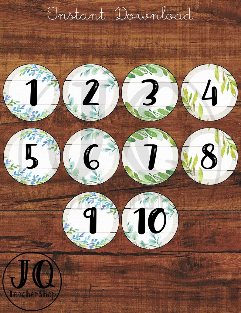 printable table numbers farmhouse classroom decor