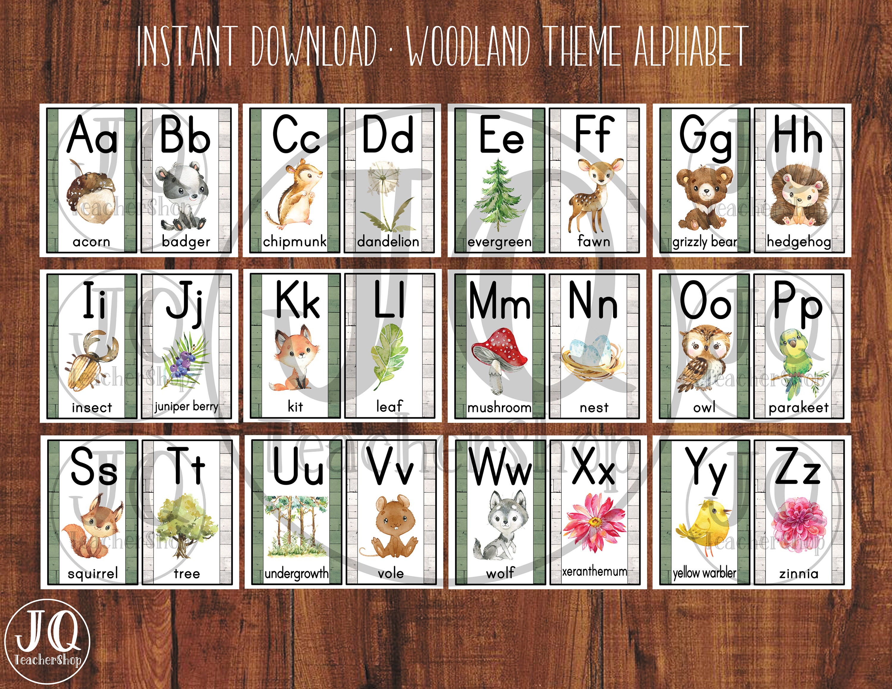 Woodland Alphabet Cards Woodland Alphabet Cards