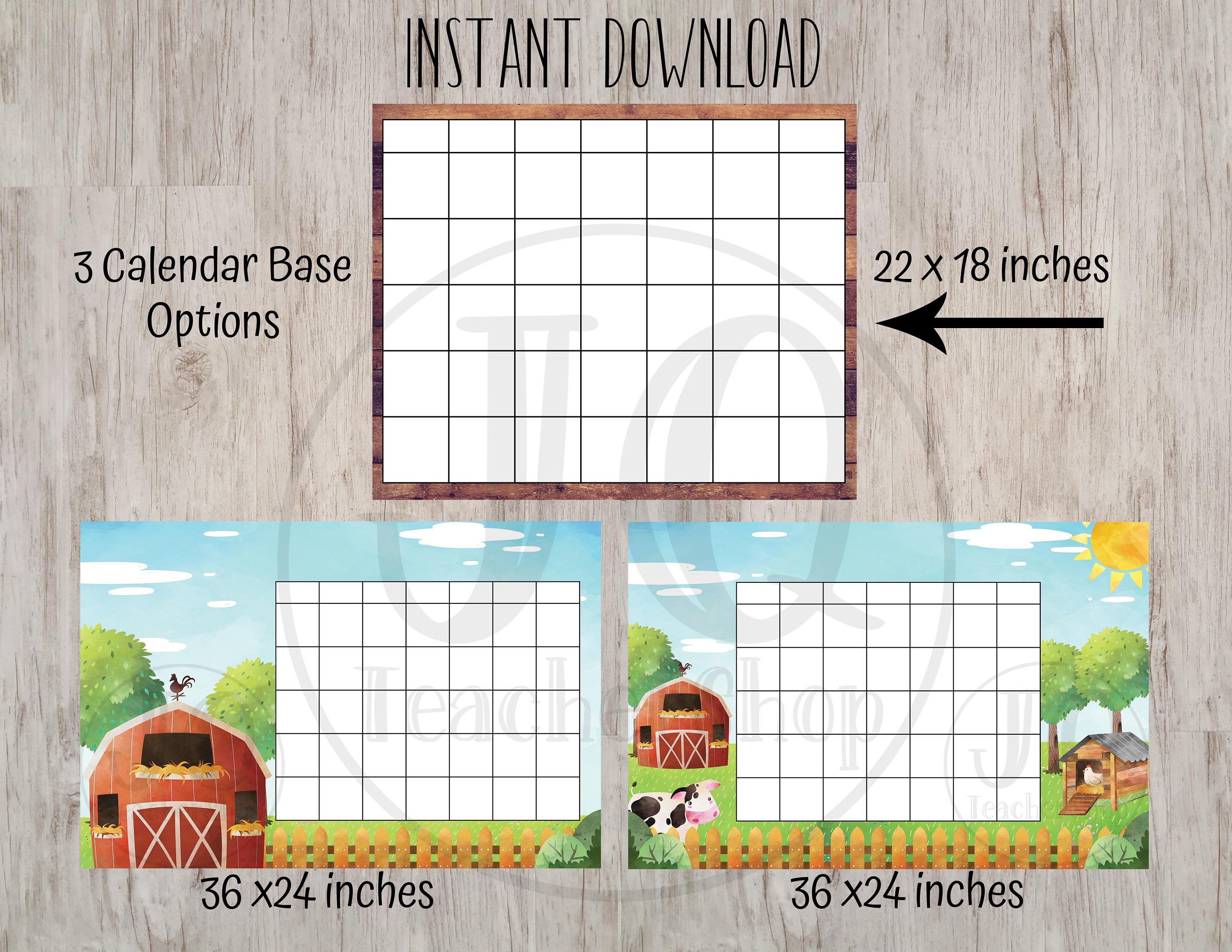 Printable Farm Theme Classroom Wall Calendar Set Classroom Etsy