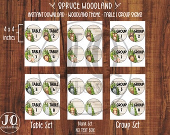 Woodland Animals Classroom Table Signs, Group Labels (Digital Download)