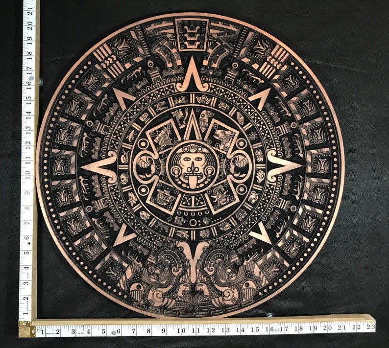 CNC Bronze & Black Mayan Calendar Wood Wall Art Etsy