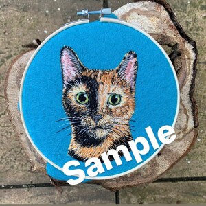 Cat pet portrait embroidery commission image 1