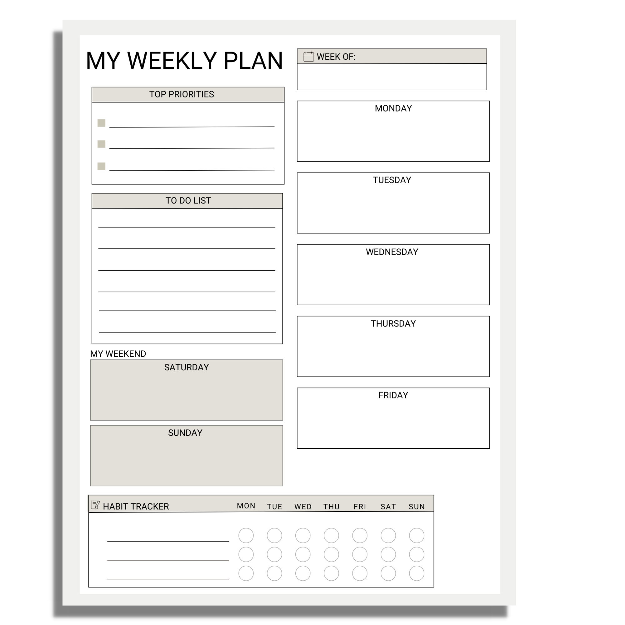 Generic weekly schedule weekly planner printable week at a glance