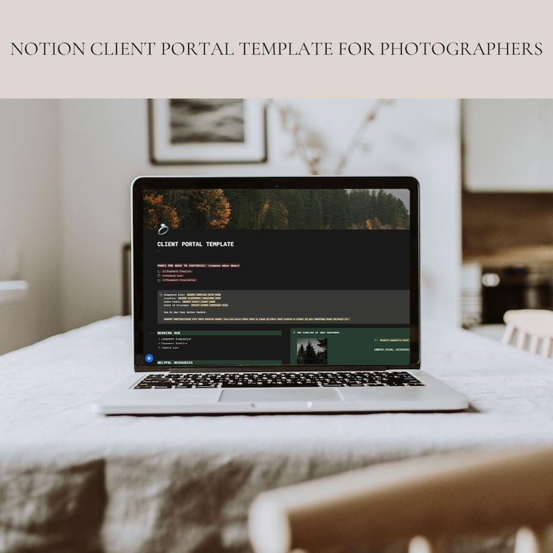 Notion Template // Client Portal for Photographers - Etsy