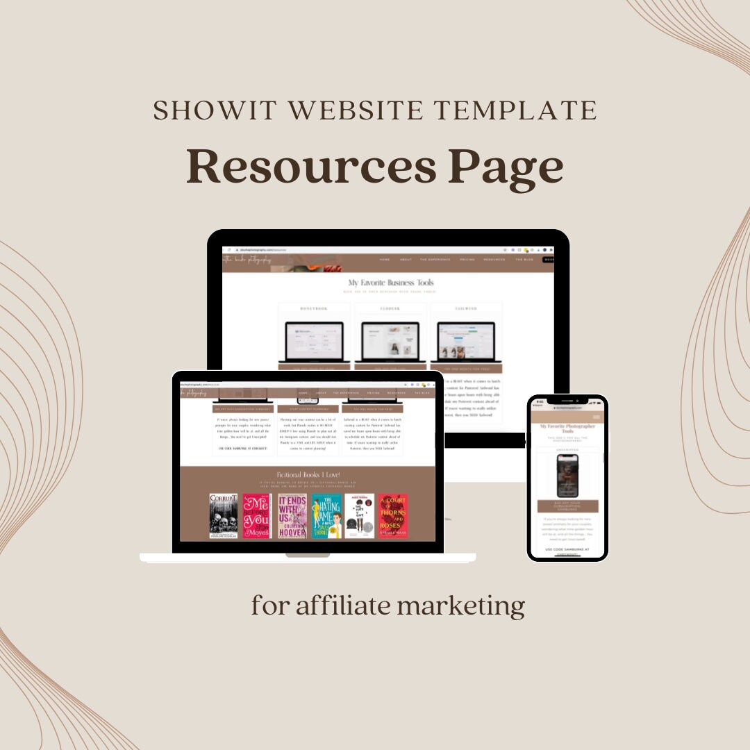 Showit Website Template // Resources Page for Affiliate Marketing