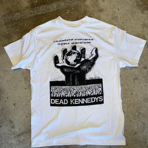 T-shirt Unisex DEAD KENNEDYS Con Logo Effetto Invecchiato Bianco - Foto 6