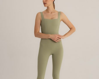 Green Jumpsuit, Yoga Jumpsuit, Yoga catsuit, Yoga romper, Woman romper, Dance leotard