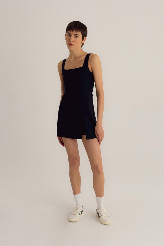 Black Tennis Dress: ECONYL Sport Halter Skirt With Shorts - Etsy UK Black Tennis Dress: ECONYL Sport Halter Skirt With Shorts - Etsy UK