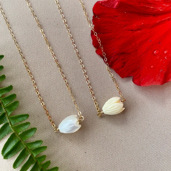 Pikake Flower ʻEkahi Necklace | Single Pikake Necklace | Vintage Hawaiian Jewelry |  Resin or Mother of Pearl (MOP)