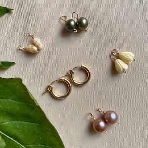 14k Gold Filled Snap Hoops | Interchangeable Charm Earrings