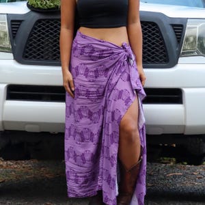 Pikake Flower Rayon Pareu | Hawaiian Purple Lei Cover-Up