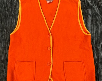 Vintage orange vest 90s does 70s retro Halloween clown hippie construction worker village people disco