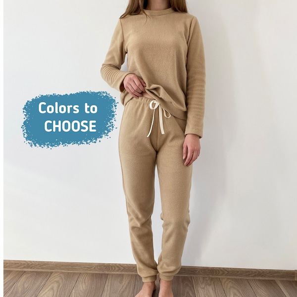 Ensemble de pyjamas en polaire chaude Pyjamas à manches longues pour femmes Pyjamas en polaire d'hiver Cadeaux de Saint-Valentin pour mère femme petite amie sœur fille