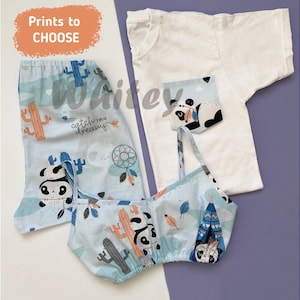 Оwn productie Pyjama voor dochter met panda Print om uit te kiezen Pjs set Home kit Pyjama met eenhoorn sterren ruimte dino flamingo monstera vos
