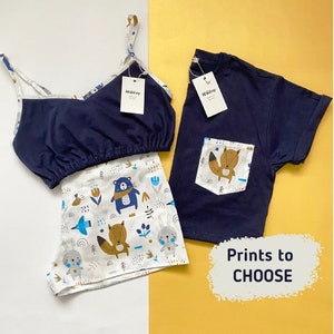 Рjs threesome set whis animal Gifts Short pajama set Gift for Girl sister Mom friends Pj sleepwear Cotton Pjs Flovers unicorn panda