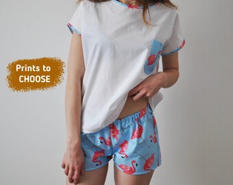 Cotton sleepwear Pajama with flamingo Women's pajama Cotton pajamas Natural Cotton Pajamas Home clothes Sleeping suit Birthday gifts for her