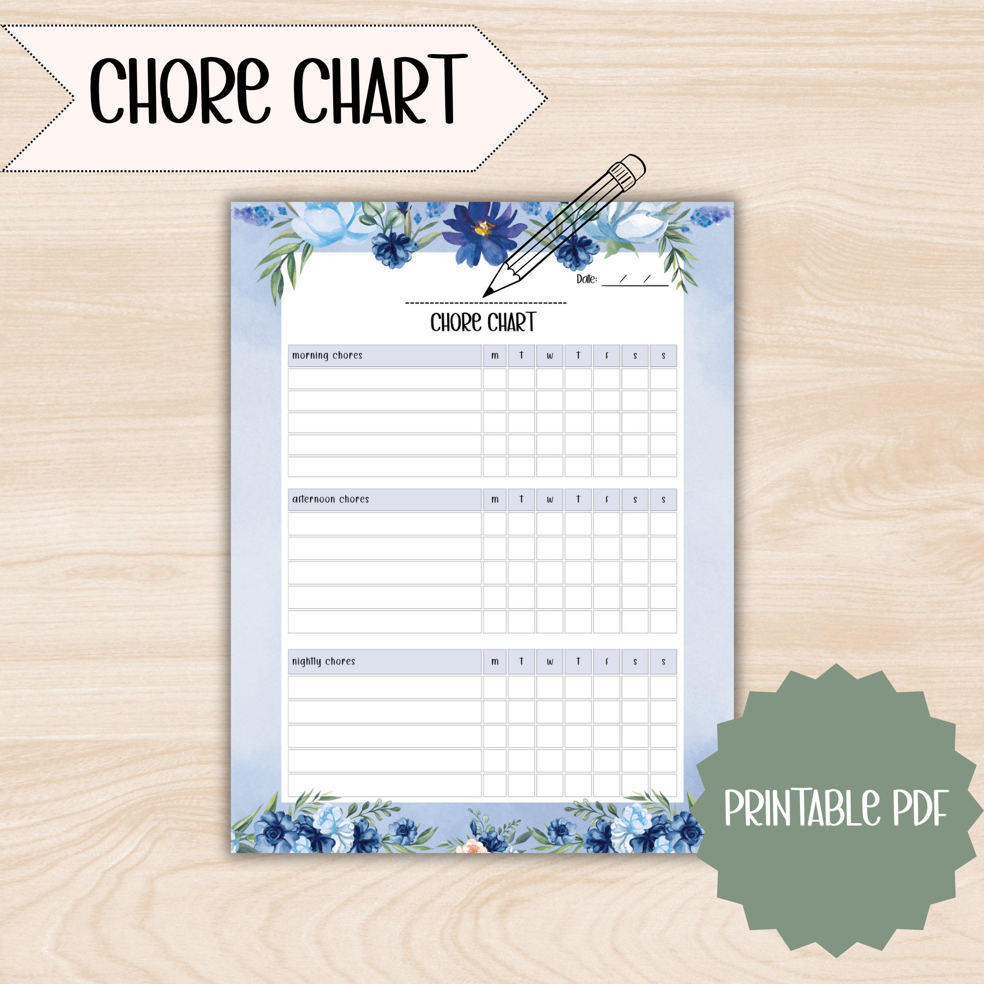 Kid's Chore Chart: Editable Printable - Etsy