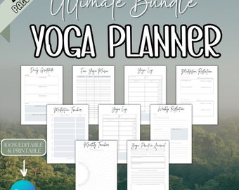 Yoga & Meditation Planner, printable editable PDF