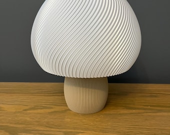 Fluted Mushroom Lamp | Two-Tone Table Lamp | Modern Minimal Decor | LED-Only Light | 3D Printed PLA