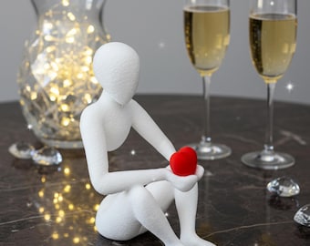 Minimalist Heart Sculpture | Modern Love Figurine, PLA Desk Decor