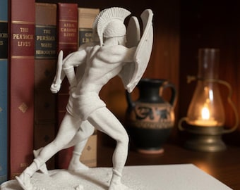 Spartan Soldier Bookend | Greek Warrior Shelf Decor | 3D Printed Book Holder