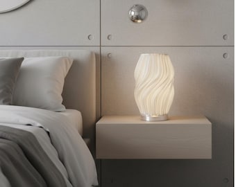 3D Printed Sculptural Lamp | Color Changing RGB Mood Light, Ripple Texture