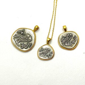 Athena Owl Tetradrachm Coin Necklace, Sterling Silver & 18K Gold-Filled image 15
