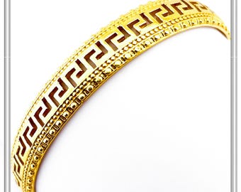 Cuff bracelet sterling silver 18 karat gold filled with Greek meander Greek key design and  granulation decoration. Greek museum inspired.