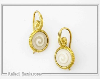 spiral marble spiral earrings 18 karats gold-filled sterling silver neoclassic earrings museum replica Greek sculptured marble drop earrings