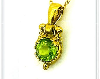 Peridot charm necklace, filigree sterling silver 18 karat gold-filled, natural 5mm African amethyst, peridot, pearl, garnet, lapis or topaz.