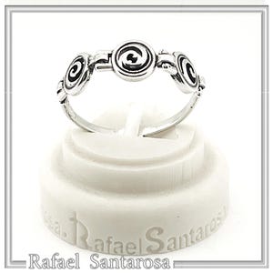 Oxidized Sterling Silver Eternity Spiral Ring: Handmade Beaded Design