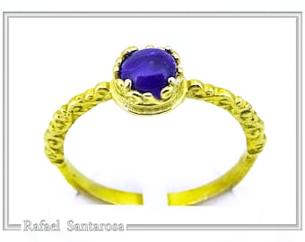 Lapis statement ring 18ct gold-filled with byzantine decoration. made of sterling silver gold filled available with lapis lazuli or pearl