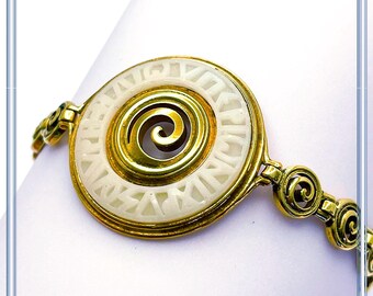 Ancient Greek Prayer to Sun Sculptured on Marble: 18K Gold Filled Silver Spiral Bracelet