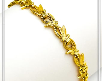 Olive Leaf Floral Beaded Bracelet: Sterling Silver 18K Gold Filled Greek Museum Jewelry