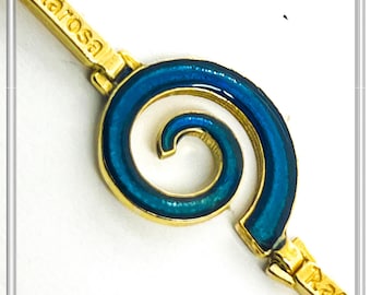 Spiral Sea Blue Enamel Charm Bracelet: Eternity Symbol of Galaxy 18K Gold Filled Silver