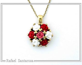 rose flowers necklace floral Pendant romantic Bridesmaid Necklace Gift  Proposal romantic Gifts for her roses gift for her