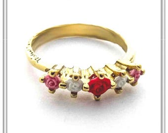 Handmade Rose Bouquet Ring: Sterling Silver 18k Gold Filled Floral Statement