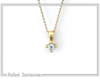 Tiny charm pendant 18 karat solid gold with natural African amethyst, green peridot, dark red garnet, or sky-blue topaz. Chain not included.