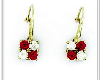 rose flowers earrings sterling silver 18 karat gold-filled romantic roses gift for girls, love gift for her, minimal dangle & drop earrings.