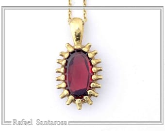 Garnet fancy pendant on sterling silver gold-filled freeform cut garnet