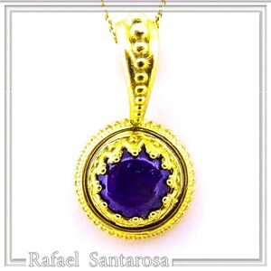Lapis Lazuli Anhänger: Sterling Silber 18K Gold, griechische Filigrane Halskette