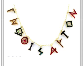 Know Yourself Greek Philosopher Socrates Saying Necklace: Sterling Silver 18K Gold Filled, Multicolored Enamel