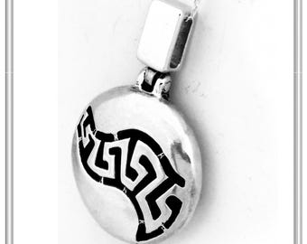 Greek key silver necklace, minimal pendant with meander symbol, ancient Greek charm symbol of eternity made of solid shiny sterling silver.