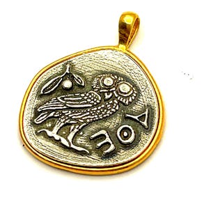 Athena Owl Tetradrachm Coin Necklace, Sterling Silver & 18K Gold-Filled image 14