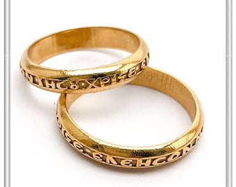 Solid gold 18 karat Jesus Prayer Ring Handcrafted Religious Wedding Band Engraved Lord Jesus Christ Have Mercy on Me Christian wedding bands