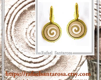 Greek Spiral Marble Engraved Earrings: 18K Gold-Filled Sterling Silver Greek Museum Replica