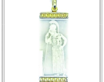 Pensive Athena Goddess Marble made  pendant neoclassic 18 karat gold filled  sterling silver. Museum Replica Charm, Greek Mythology Jewelry.
